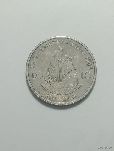 Восточные Карибы 10 центов 1995 года .