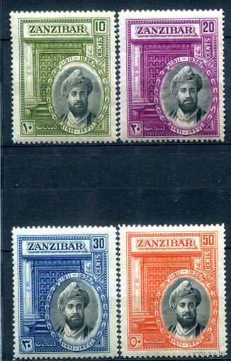 Британские колонии - Султанат Занзибар - 1936г. - 25 лет правления султана Халифа ибн Харуба - 4 марки - полная серия, MNH, MH, есть разводы, трещинки на клее [Mi 190-193]. #4-B5-122-A-1