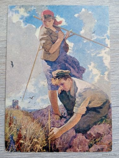 1955. соцреализм. Малаев. Поднятая целина