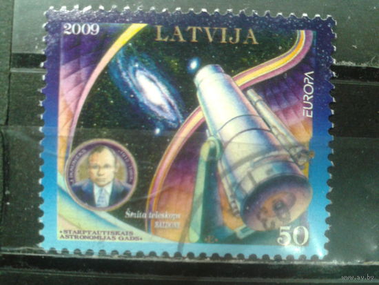 Латвия, 2009.Европа. Астрономия, телескоп. Mi-1,6 евро гаш.