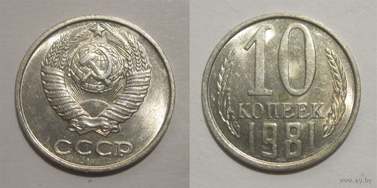 10 копеек 1981 aUNC