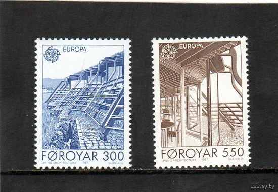 Фарерские острова.Ми-449,150. Полная серия.Современная архитектура.Серия: Europa (C.E.P.T.).1987.