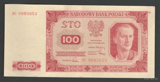 Польша 100 злотых 1948 года. Тип P-139a. Состояние XF+/aUNC