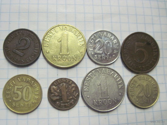 Восемь монет Эстонии с рубля!