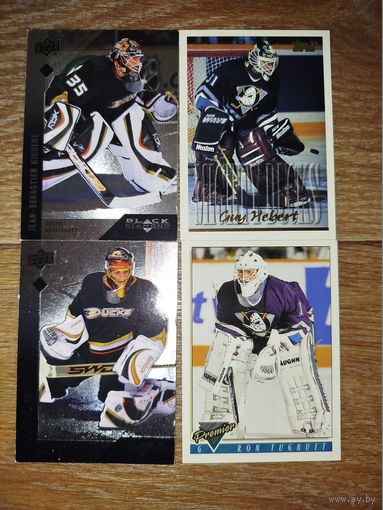 Хоккейные карточки.НХЛ. ВРАТАРИ.Anaheim Ducks. 4 КАРТЫ