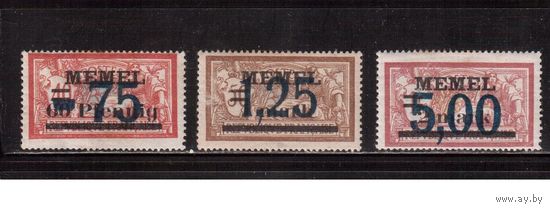 Мемель-1922,(Мих.49-51) *, Стандарт, Надп.(полная серия), 1 м-абкляч