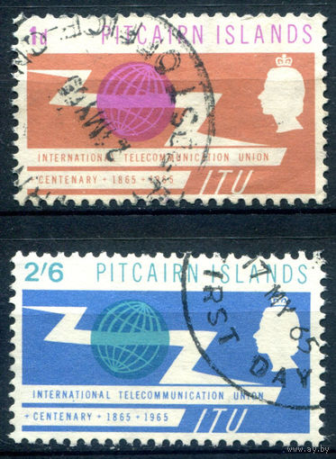 Британские колонии - Острова Питкэрн - 1965г. - 100 лет Международному союзу электросвязи - 2 марки - полная серия, гашёные [Mi 52-53]. #2-Bc-48-A-2