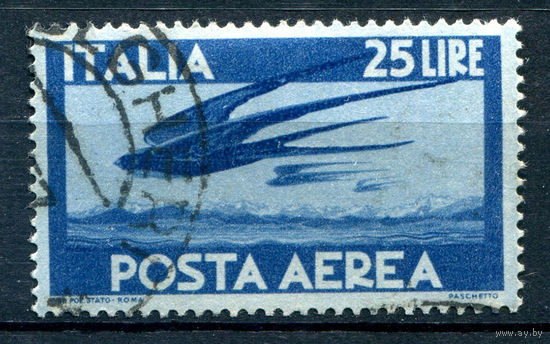 Италия - 1945г. - авиация, авиапочта, 25 L - 1 марка - гашёная [Mi 711]. #1-It-1-B-2