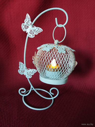 Винтажный изящный подсвечник-ночник с электросвечой.