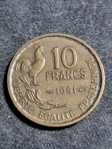 Франция 10 франков 1951