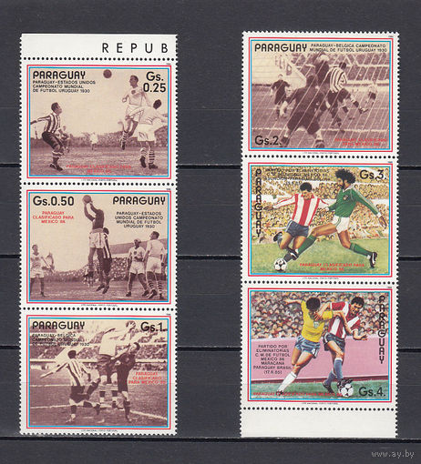 Спорт. Футбол. Парагвай. 1986. 6 марок в 8-х сцепках. Michel N 3977-3982 (8,0 е)