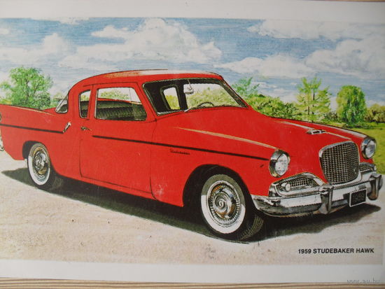 ОТКРЫТКА ПРОШЕДШАЯ ПОЧТУ. РОССИЯ. "STUDEBAKER HAWK.1959"
