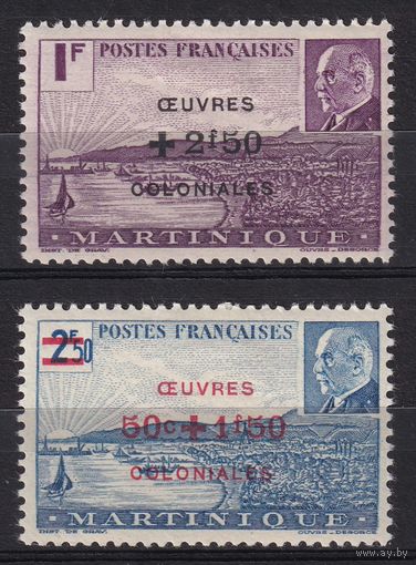 30.FrK. Франция. Колонии. Мартиника. Маршал Петен. Надпечатка нового номинала. 1944 г. Полная серия. Mi.##200-201.