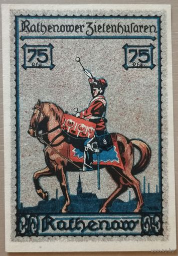 Германия 75 пфеннигов 1921 г Ратенов (Rathenow) 1099.2, В2, вар. 1, aUNC