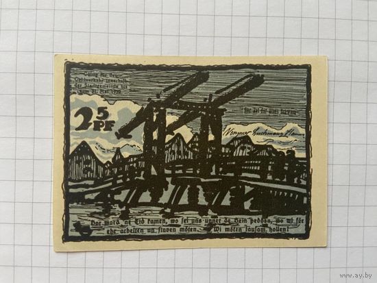 25 пфеннингов (нотгельды) 1921 г. Германия.