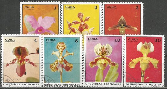 Куба. Цветы. Тропические орхидеи. 1971г. Mi#1694-700. Серия.