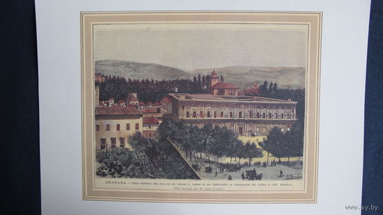 5 высококачественных репродукций (размер 29 х 40 см) картин XVIII-XIX веков с видами Гранады и окрестностей