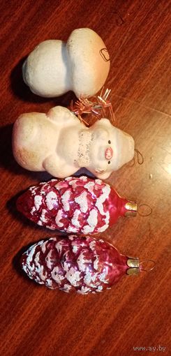 Игрушки ёлочные ссср. Пенопласт и стекло.