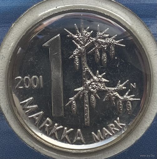 Финляндия 1 марка 2001 г. Последний выпуск марки перед переходом на евро. В блистере