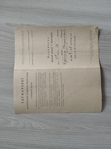 Ведомость оценки знаний и поведения 1965 год.