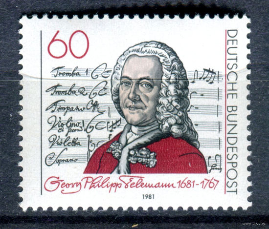 Германия (ФРГ) - 1981г. - 300 лет с Дня Рождения Георга Филиппа Тельмана - полная серия, MNH с отпечатком [Mi 1085] - 1 марка