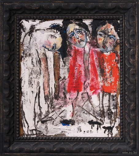 Картина авторская прогулка с черными котами