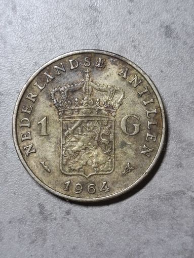 Нидерланды 1 гульден 1964 серебро 0.720 пробы