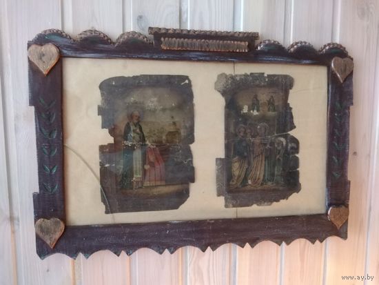 Икона, 2 старинные литографии,начало 19в.