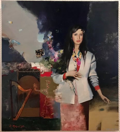 Товстик В.А. "Звуки арфы", 1997 год. Холст, масло. Размер 100х90 см.