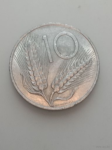 Италия 10 лир 1969 года .