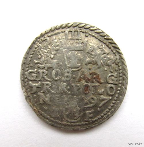 Все лоты с рубля.Трояк (3 гроша) 1597 года IF "Олькушский монетный двор"