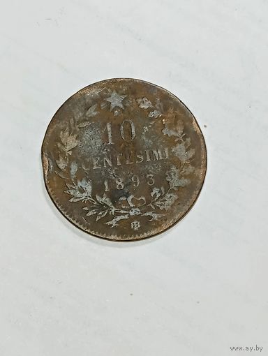 Италия 10 чентезимо 1893 года . (BI )