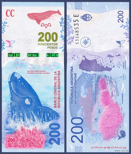 Аргентина, 200 песо 2016 г., P-364a(1), UNC