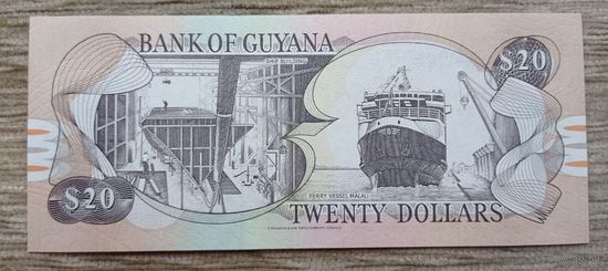 Werty71 Гайана 20 долларов 2018 UNC банкнота Корабль Водопад Кайетур