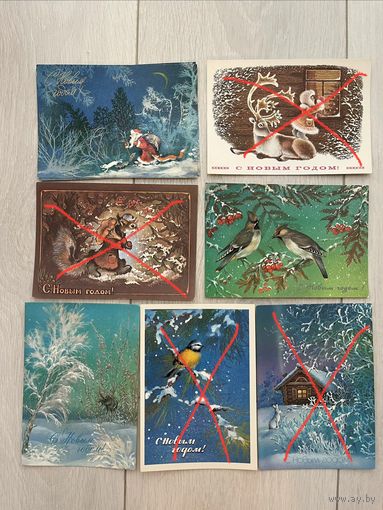 Открытки СССР, Новогодние, художник А. Исаков