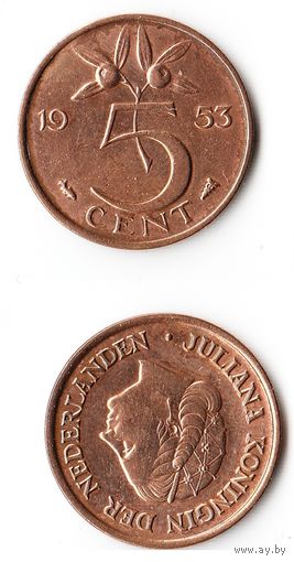 5 центов Нидерланды 1953 года