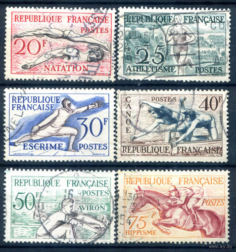 Франция - 1953г. - спорт - 6 марок - полная серия, гашёные [Mi 978-983]. #2-Fr-53-A-2