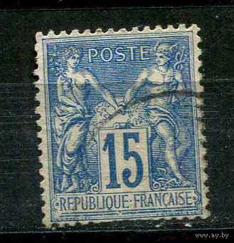 Франция - 1892 - Аллегория 15c - (есть тонкое место) - [Mi.83] - 1 марка. Гашеная.  (Лот 29JG)-TG2P22