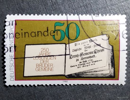 Марка Германия 1980 год 250 лет первому изданию книги Памяти