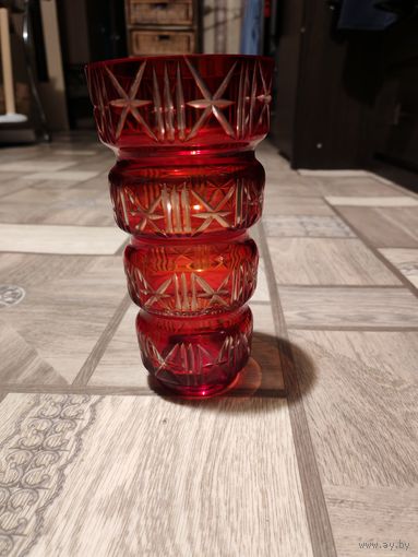 С рубля! Ваза Неман рубиновое стекло