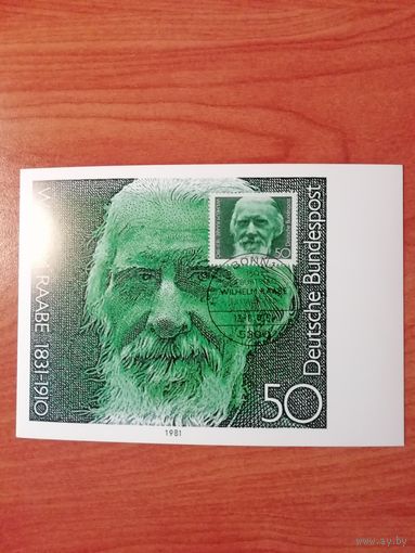 ФРГ 1981 Карт максимум марки "150 лет со дня рождения писателя Вильгельма Раабе" Mi. 1104