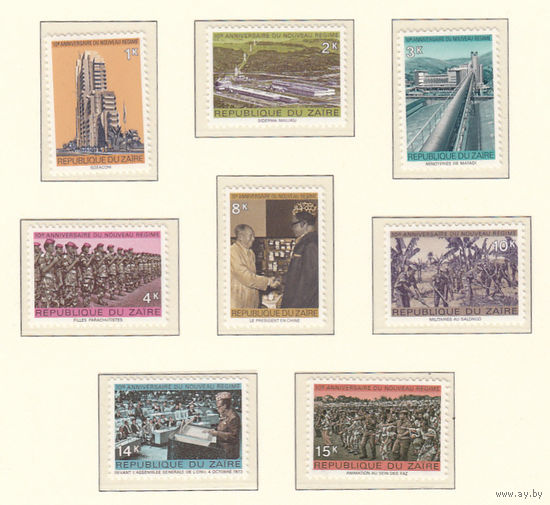 Архитектура. Техника. Сельское хозяйство. Заир (Конго). 1976. 8 марок. Michel N 510-517, (22,0 е)