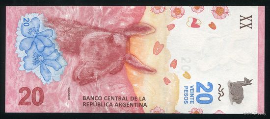 Аргентина 20 песо 2017 г. P361. Серия B. UNC