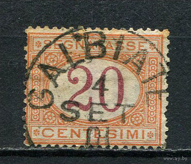 Королевство Италия - 1894 - Доплатная марка - Цифры - 20c - [Mi. 22p] - полная серия - 1 марка. Гашеная.  (Лот 38Dv)