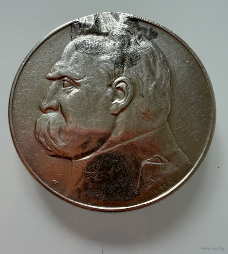 5 злотых 1935 г.  Польша.  Пилсудский.  СЕРЕБРО.