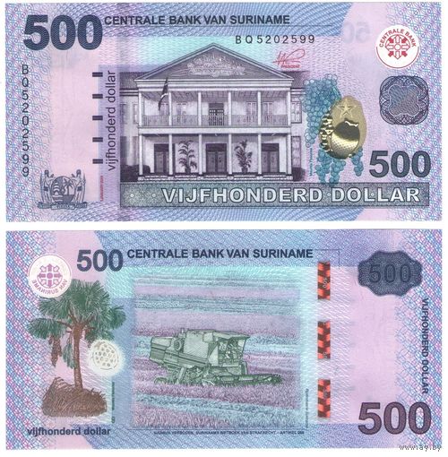 Суринам 500 долларов 2024 год UNC НОВИНКА