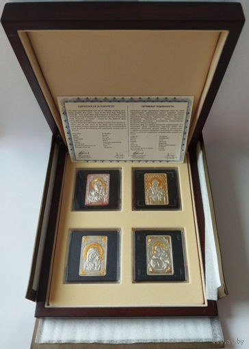 Тираж 150 шт!! Набор серебряных монет серии "Православные Чудотворные Иконы" 2010-2011: Смоленская, Минская, Казанская, Жировичская/Жировицкая