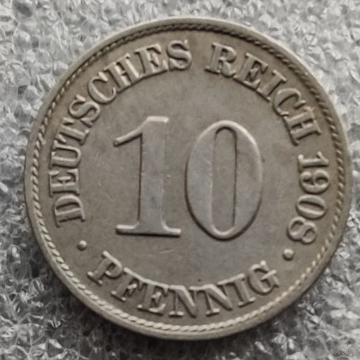 Германия 10 пфеннигов  1908 г.  "А"