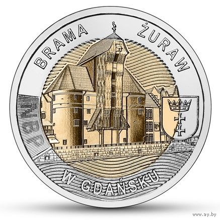 Польша 5 злотых, 2021 Крановые ворота в Гданьске UNC