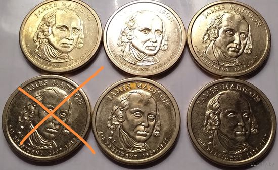 1 доллар США 2007 г. 4-й Президент Джеймс Мэдисон